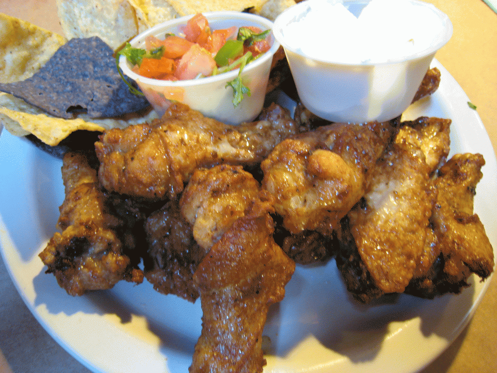 Tequila Lime Chicken Wings with Pico de Gallo and Sour Cream