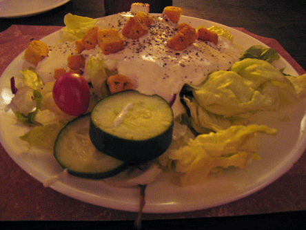 Monterey03 A dinner steak (Iceberg lettuce, cucumbers, tomatoes, croutons)