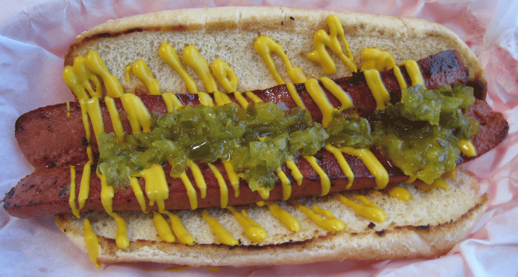 A hot dog at the Route 66 Malt Shop