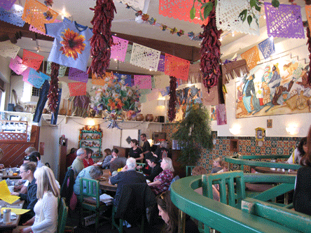 The colorful interior at Cafe Pasqual