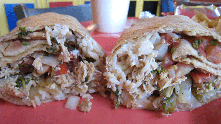 Goat cheese and chicken burrito