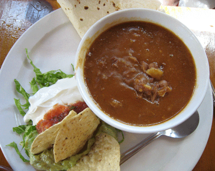 Red Chile Stew with Guacamole and Sour Cream