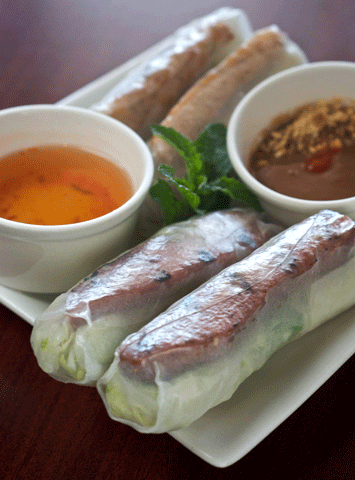 Spring Rolls with fish and peanut sauces (Photo by Sergio Salvador)