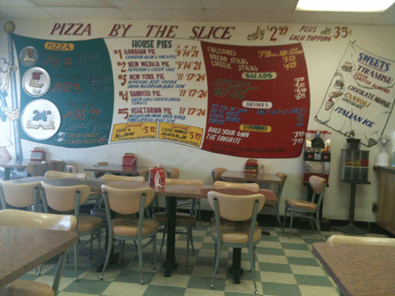 The western wall at Fratellis serves as an oversized menu