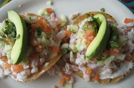 Tostadas de Ceviche at Mariscos La Playa