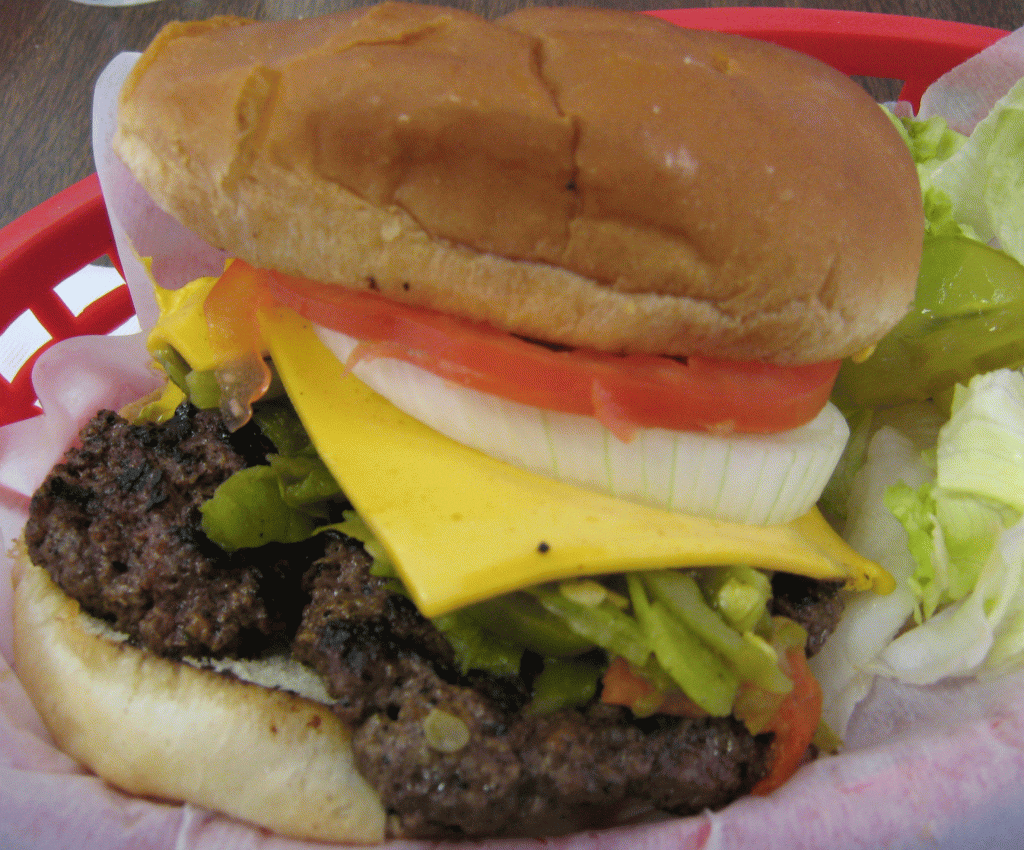 Green chile cheese Buffalo Burger