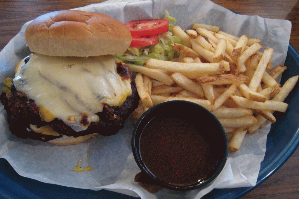 Porky's Smoke Cheese Burger and Fries