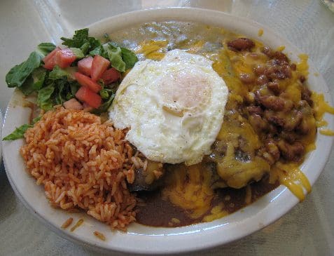 LandmarkGrill04 A New Mexican Combination Plate Served Christmas Style with a Fried Egg
