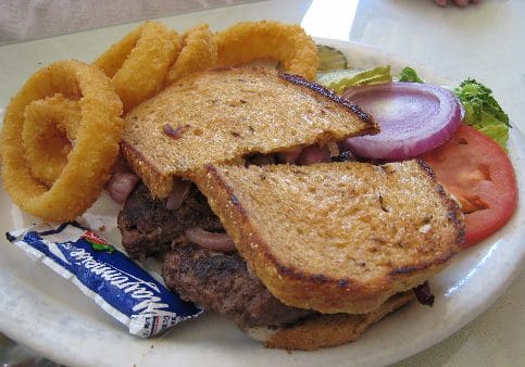 LandmarkGrill05 Patty melt with onion rings