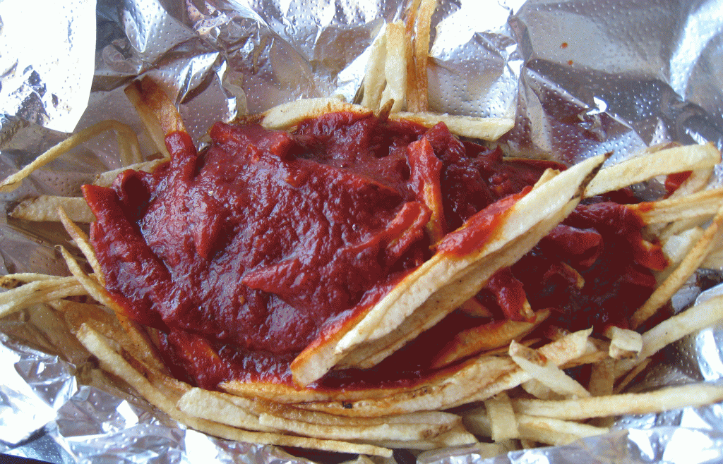 Sophia's shoestring fries with red chile