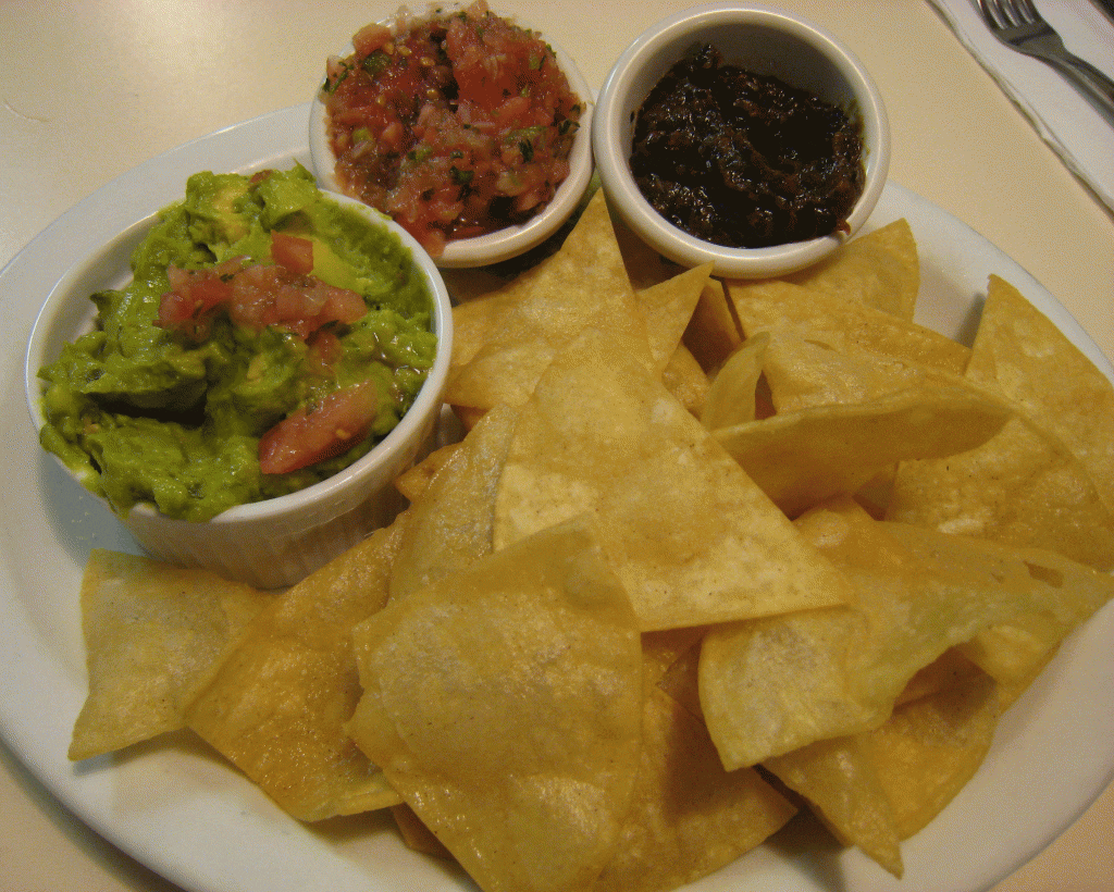 Salsa, chips and guacamole at Ezra's