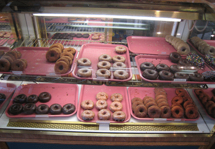 Donuts under glass at Enchantment Chocolates