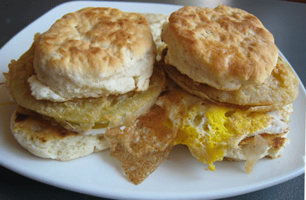 Fried Green Tomato and Egg Biscuits