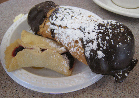 Chocolate Dipped Cannoli with Raspberry and Lemon Bows