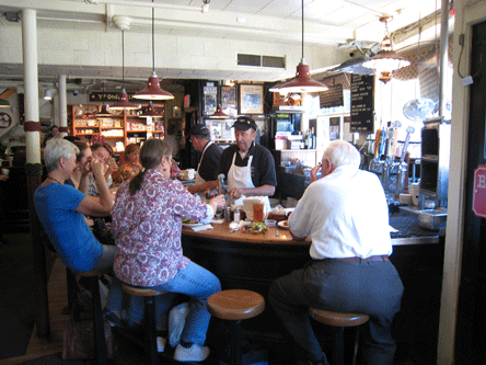 More than 4,000 oysters are shucked at the oyster bar each day