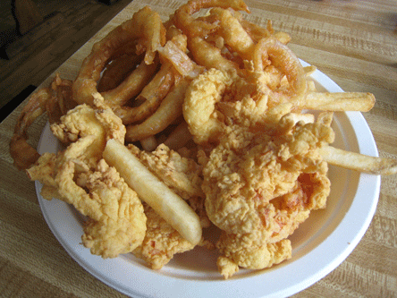 Fried lobster claws at Woodman's of Essex