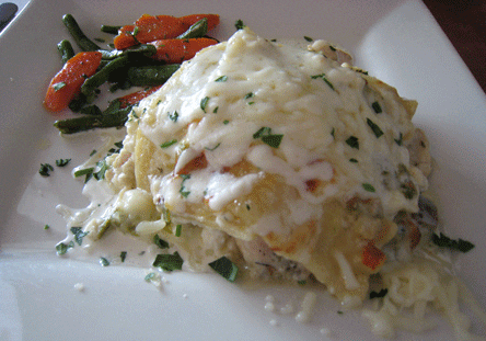 Green Chili Chicken Alfedo Lasagna