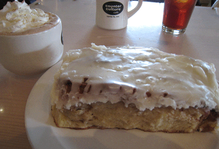 Humongous cinnamon roll at Counter Culture