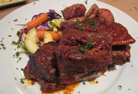 Spicy Beef Short Ribs with Roasted Potatoes and a Vegetable Medley
