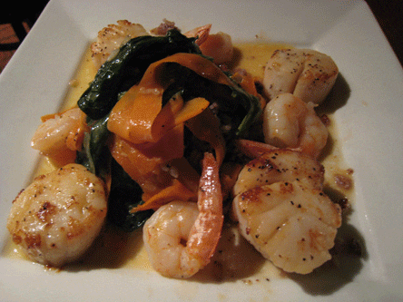 Seared scallops and shrimp (herbed truffle butter)