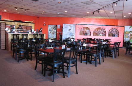 The stylish interior of Sushiya