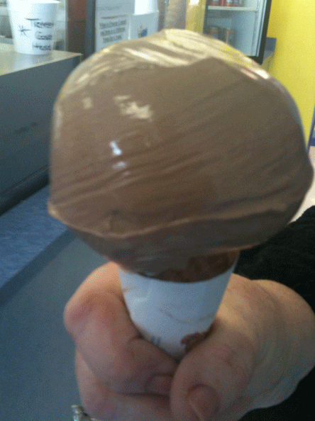 Chocolate frozen custard on a cone