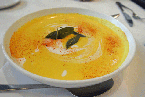 Autumn Squash Bisque:fried sage, whipped creme fraiche