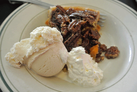 Peach-Pecan Pie with Haagen-Dazs ice cream